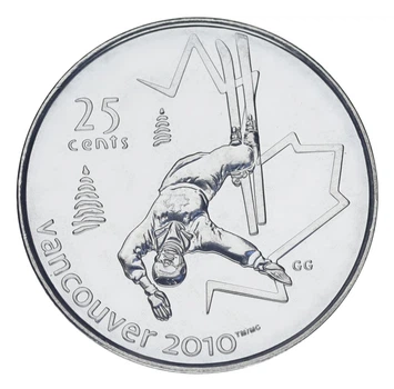 Монета Канада 25 центов 2008 UNC XXI зимние Олимпийские Игры в Ванкувере 2010 - Фристайл