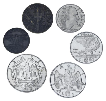 Набор монет Италия набор из 6 монет 1939-1942 F-VF 5, 10, 20, 50 чентезимо, 1, 2 лир