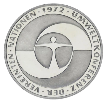Монета Германия 5 марок 1982 VF-AU 10 лет Конференции ООН по охране окружающей среды
