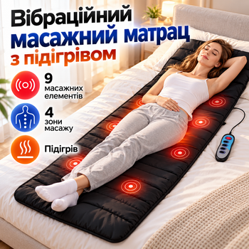 Масажний матрац з підігрівом, вібромасажер для спини, шиї та всього тіла з пультом керування