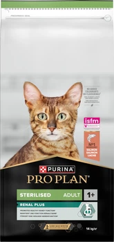 Сухий корм для дорослих стерилізованих котів Purina Pro Plan Sterilised Adult 1+ Renal Plus з лососем 14 кг (7613287887597)
