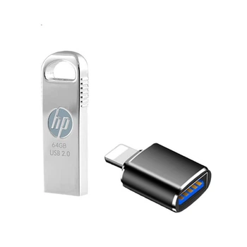 Флеш память USB HP V206w 64GB USB 2.0 Silver переходник Lightning