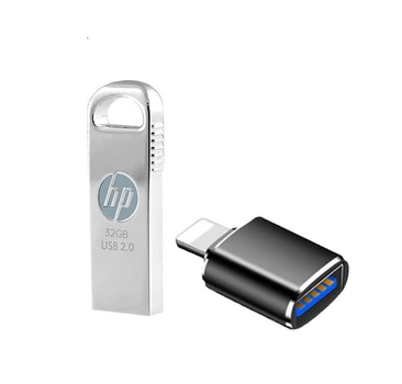 Флеш память USB HP V206w 32GB USB 2.0 Silver переходник Lightning