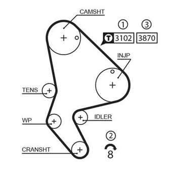 Ремінь ГРМ 1.9D (DW8) Scudo/Expert 98-07/Berlingo/Partner 98-05 - GATES (5523XS)
