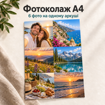Фотоколлаж из 6 фото А4 на глянцевой фотобумаге