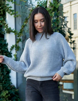Жіночий светр в'язаний оверсайз Raglan Sweater сірий One Size