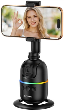 Смарт-штатив блоггера аккумуляторный Bavin AP-37 AI Auto Face Tracking 360° RGB с функцией отслеживания лица Black (AP-37-BK)