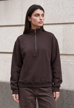 Олимпийка женская стаф коричневая оверсайз с флисом утепленная Staff jun brown oversize fleece XS (406769)