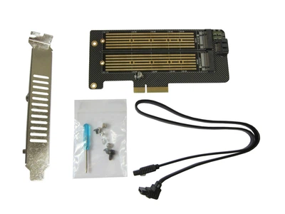 Контроллер Dynamode 2х M.2 NVMe M-Key /SATA B-key SSD to PCI-E 3.0 x4/ x8/ x16, full profile bracket (PCI-Ex4- 2xM.2 M&B-key)