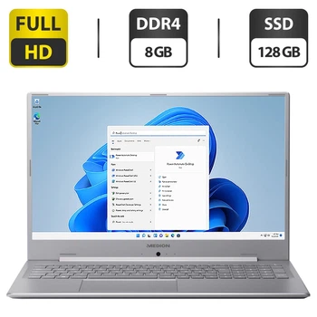 Ноутбук Medion Akoya E17201 / 17.3" (1920x1080) IPS / Intel Celeron N4020 (2 ядра по 1.1 - 2.8 GHz) / 8 GB DDR4 / 128 GB SSD M.2 / Intel UHD Graphics 600 / WebCam / Коробка / Windows 11 Home б/у