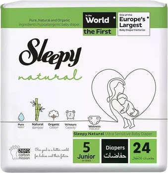 Підгузки дитячі Sleepy Natural junior 5 (11-18 кг) 24 шт.