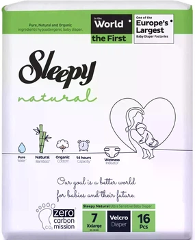 Підгузки дитячі Sleepy Natural XXL 7 (20-30 кг) 16 шт.