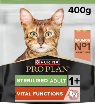 Сухий корм для дорослих котів після стерилізації Purina Pro Plan Sterilised Adult 1+ Vital Functions з лососем 400 г (7613036544832)