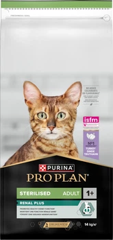 Сухой корм для взрослых стерилизованных кошек Purina Pro Plan Sterilised Adult 1+ Renal Plus с индейкой 14 кг (7613287887702)