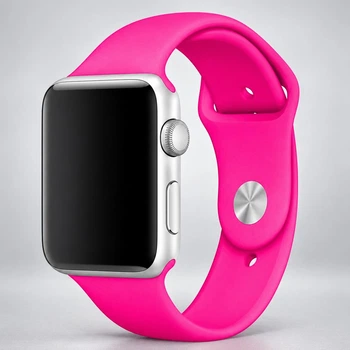 Ремінець силіконовий Sport Band для Apple Watch 42/44/45/46/49 мм із застібкою pin-and-tuck Barbie pink рожевий S/M