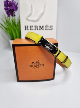 Ремінь жіночий hermes жовтий срібло шкіра