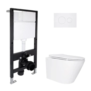 Подвесной унитаз Qtap Swan Ultra Quiet 520x360x320 см керамика белый комплект инсталляции