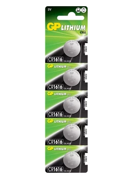 Батарейки GP LITHIUM CR1616 3.0V 5 шт литиевые для часов игрушек и других устройств с низким энергопотреблением