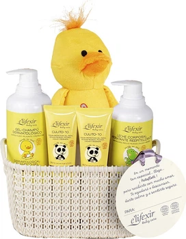 Набір Elifexir Baby Care Гель-шампунь 500 мл + Молочко для тіла 400 мл + Крем під підгузок 75 мл + Крем для обличчя 50 мл + М'яка іграшка + Кошик (8429449082248)