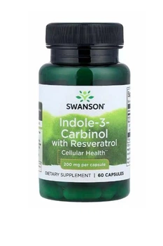 Індол 3 карбінол з ресвератролом та екстрактом броколі Swanson indole carbinol resveratrol при мастопатії та болях у грудях комплекс для жіночого здоров'я при ендометріозі міомі матки добавка для метаболізму естрогенів бади проти папілом 60 капсул