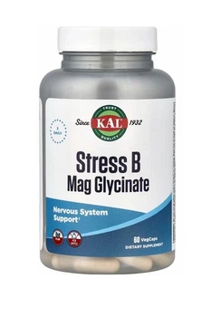 Витамины группы б от стресса KAL успокаивающий комплекс stress b magnesium glycinate хелат магния при тревожности и напряжении витамин b-complex для поддержки нервной системы и надпочечников средство для энергии против усталости и выгорания 60 капсул