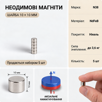 Неодимова шайба 10х10мм