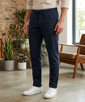 Мужские темно-синие льняные штаны Next Supply р. 34/33 Slim Fit