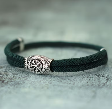 Стильний браслет для чоловіків із паракорду та сталі VIKING GREEN Зелений