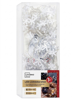 LED гирлянда на батарейках 20 LED, теплый белый свет, таймер 6 часов, LIVARNO
