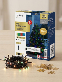 LIVARNO HOME LED гірлянда 120 LED, різнокольорове світло, 19,4 м, таймер 6 годин, IP44