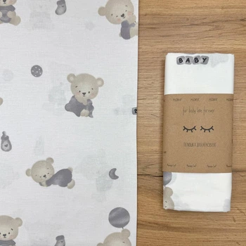 Пелёнка бязевая детская Маленька Соня Мишки baby 80х100 см серый