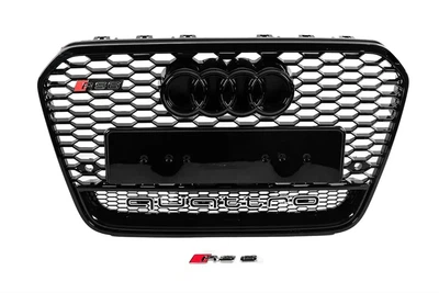 Решетка радиатора Audi A6 / S6 C7 2012-2016 напись Quattro стиль RS6 черный глянец