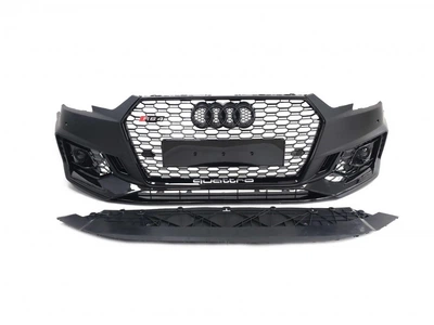 Бампер передній Audi A4 B9 / S4 B9 2015-2019 під радар RS4 стиль чорний глянець