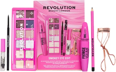 Zestaw kosmetyków do makijażu Makeup Revolution Smokey Eye Edit Żel do brwi 3.5 ml + Kredka do oczu 1.3 g + Kredka do brwi 0.1 g + Paleta do makijażu 1 szt + Tusz do rzęs 9 g + Zalotka 1 szt (5057566913126)