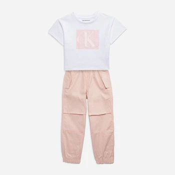 Детский комплект (футболка + штаны) для девочки Calvin Klein 553322541 110 см Белый/Розовый (1159860557)