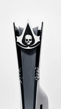 Накладная декор-вставка Assassin's Creed Black Flag (Череп и знак ассасина) для PlayStation 5 (Fat / Slim / Pro)