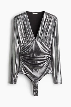 Боди-топ H&M 1264764002c72 XL серебристое (100017338)