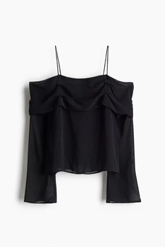 Блуза з відкритими плечима H&M 1230671001c72 S чорна (100017335)