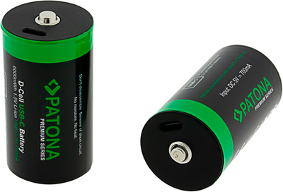 Акумулятор PATONA LR20 Mono D 1.5 V 700 mAh USB-C 2 шт. (4055655239776)