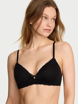 Бюстгальтер без косточек хлопковый Victoria's Secret 101976381 34A Черный (1162605569)