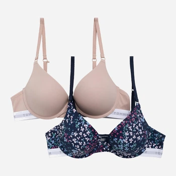 Набор бюстгальтеров с Push-up с косточками Tommy Hilfiger 953596933 36C 2 шт Синий/Бежевый (1162666539)