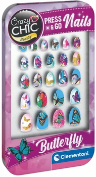 Zestaw sztucznych paznokci Clementoni Crazy Chic Press & Go Nails - Butterfly 24 szt (18898) (8005125188987)