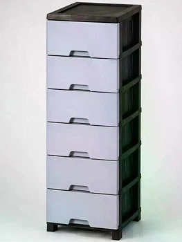 Пластиковий комод Neo сірий на 6 ярусів 129 × 45 × 35 см