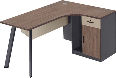 Комп'ютерний стіл кутовий OfficePro PG-F20A-14A-R 60х140 см з тумбочкою Медовий дуб + Темно-сріий