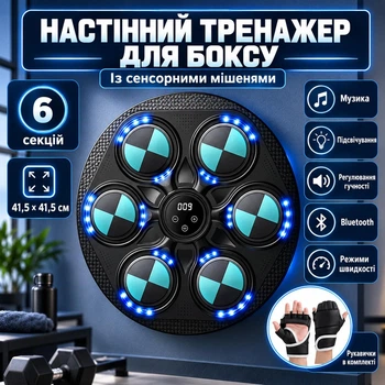 Настінний тренажер для боксу із сенсорними мішенями, на 6 секцій 41.5*41.5 см (i7-191755)