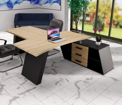 Стіл керівника з приставкою-брифінгом Mister Loft Далас WOOD 160*80 Масив ясену - Білий