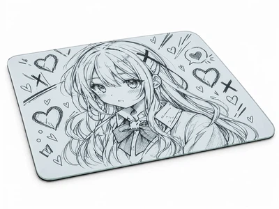 Скляний килимок для миші WorkPlaceShop AnimeGirl білий 400x400x5 мм (WPS-GL-AG-400x400)
