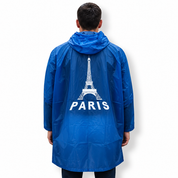 Щовик Paris Blue з капюшоном водонепроникний 5000 мм H₂O, синій вологозахисний плащ, розмір L