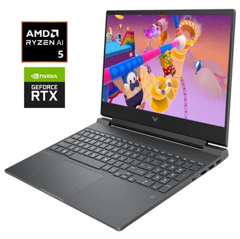 Игровой ноутбук HP Victus 15-fb3002nr / 15.6" (1920x1080) IPS / AMD Ryzen AI 5 340 (6 (12) ядер по 2.0 - 4.8 GHz) / 16 GB DDR5 / 512 GB SSD NVMe / nVidia GeForce RTX 5050, 8 GB GDDR7, 128-bit / WebCam б/у