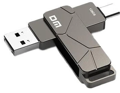 Флеш пам'ять USB DM PD198 128GB USB 3.2 Gen1 + Type-C Gold-Black